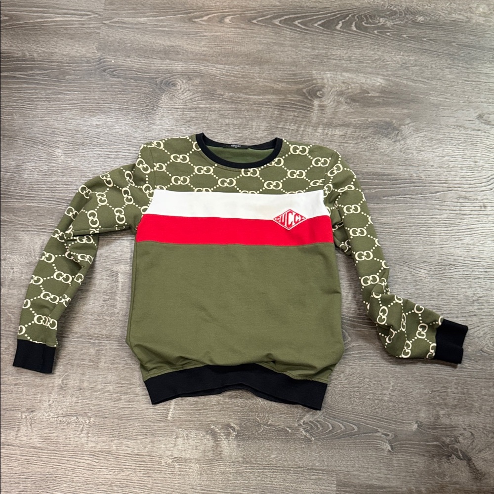 Gucci Green and Red Crew Neck Sweater